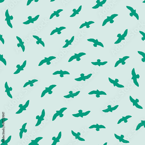 Abstract summer  seamless pattern. Simple bird shape