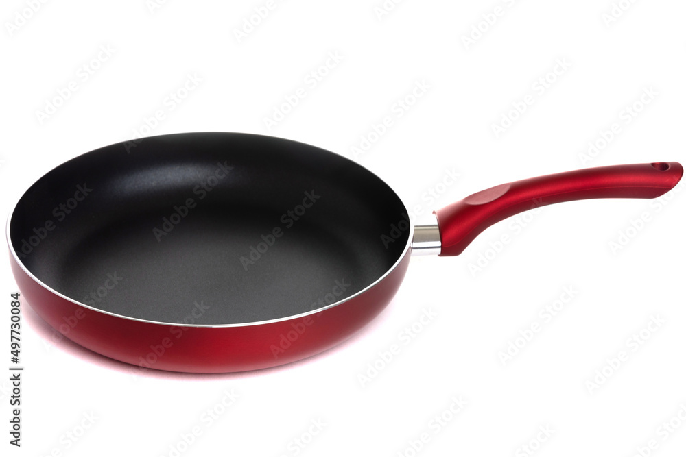 Stylish red cooking pan with black non-stick coating Stylish red cooking pan with black non-stick coating