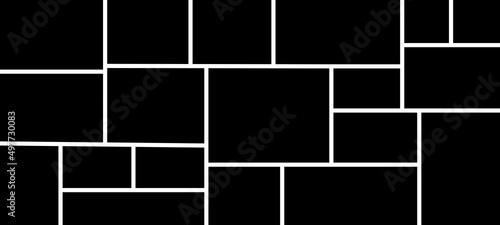 Photo frames. Blank photo collage template made of many parts.