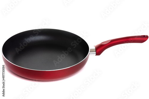 Stylish red cooking pan with black non-stick coating