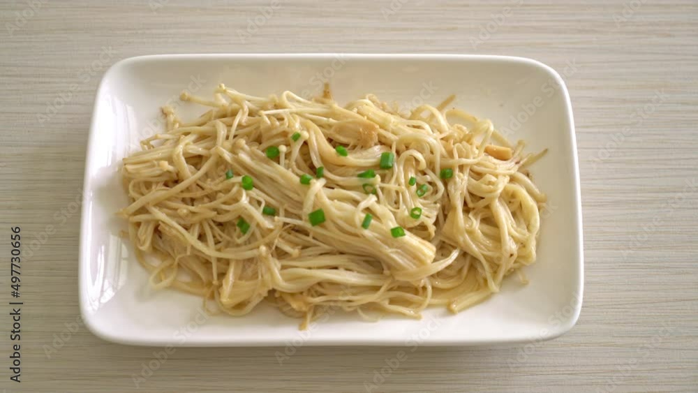 stir-fried golden needle mushroom with butter stir-fried golden needle mushroom with butter