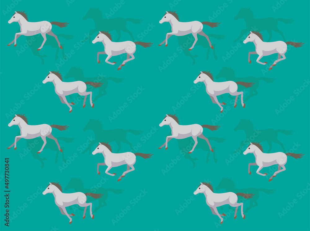 Naklejka premium Andalusian Horse Running Animation Seamless Wallpaper Background