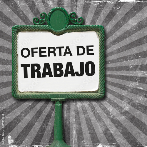 Panel de anuncios vintage, aviso de reclutamiento de personal
