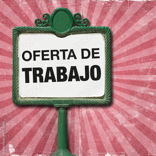 Panel de anuncios vintage, aviso de reclutamiento de personal