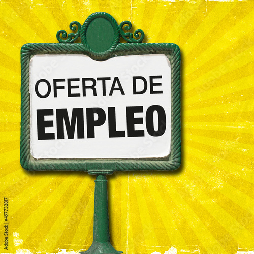 Panel de anuncios vintage, aviso de reclutamiento de personal