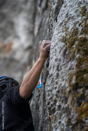 Rock climber fingers and hand 