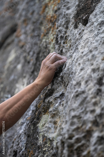 Rock climber fingers and hand 