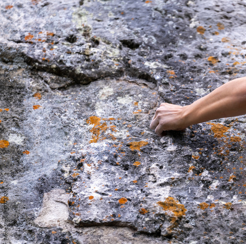 Rock climber fingers and hand 