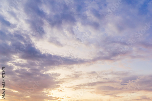 Fototapeta Naklejka Na Ścianę i Meble -  Colorful pastel abstract cloudy morning sky, nature panoramic background