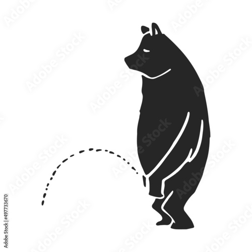 Hand drawn icon Bear urinating vector illustration