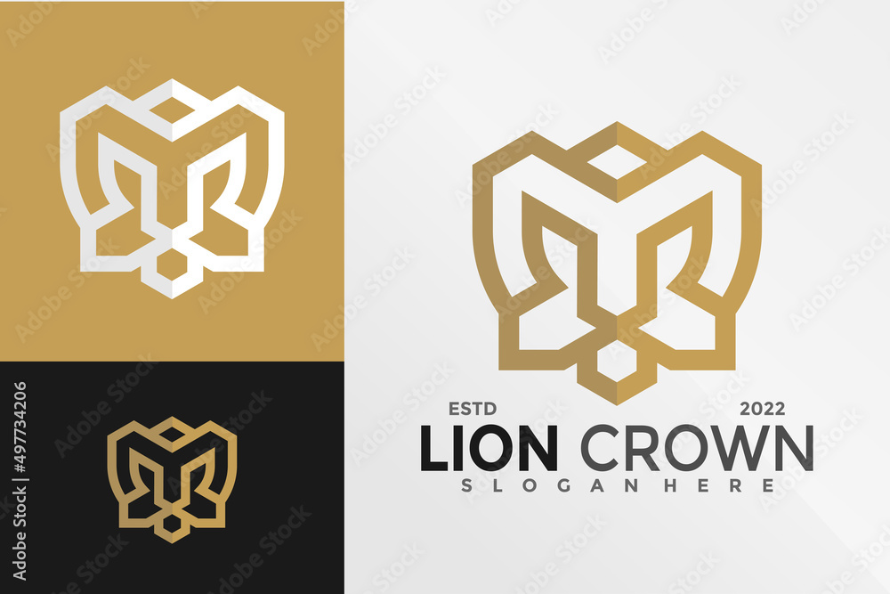 Monogram M Lion Crown Logo Design Vector illustration template Monogram M Lion Crown Logo Design Vector illustration template