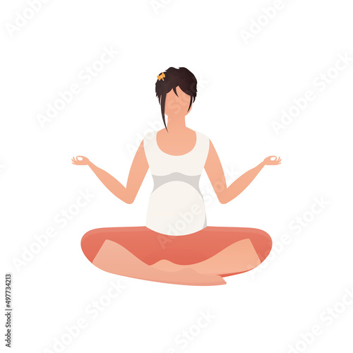 A woman sits in the lotus position. Isolated. Vector.