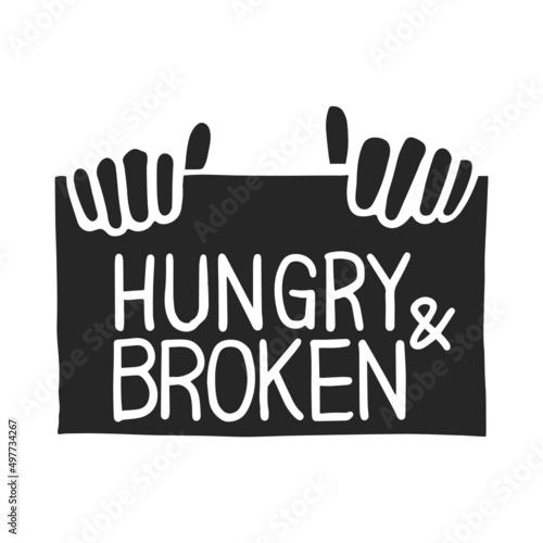 Hand drawn icon Hand holding sign icon vector illustration