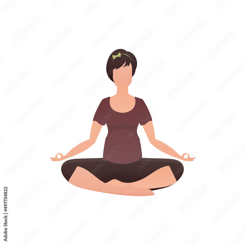 Woman Meditates. Isolated on white background. Vector.
