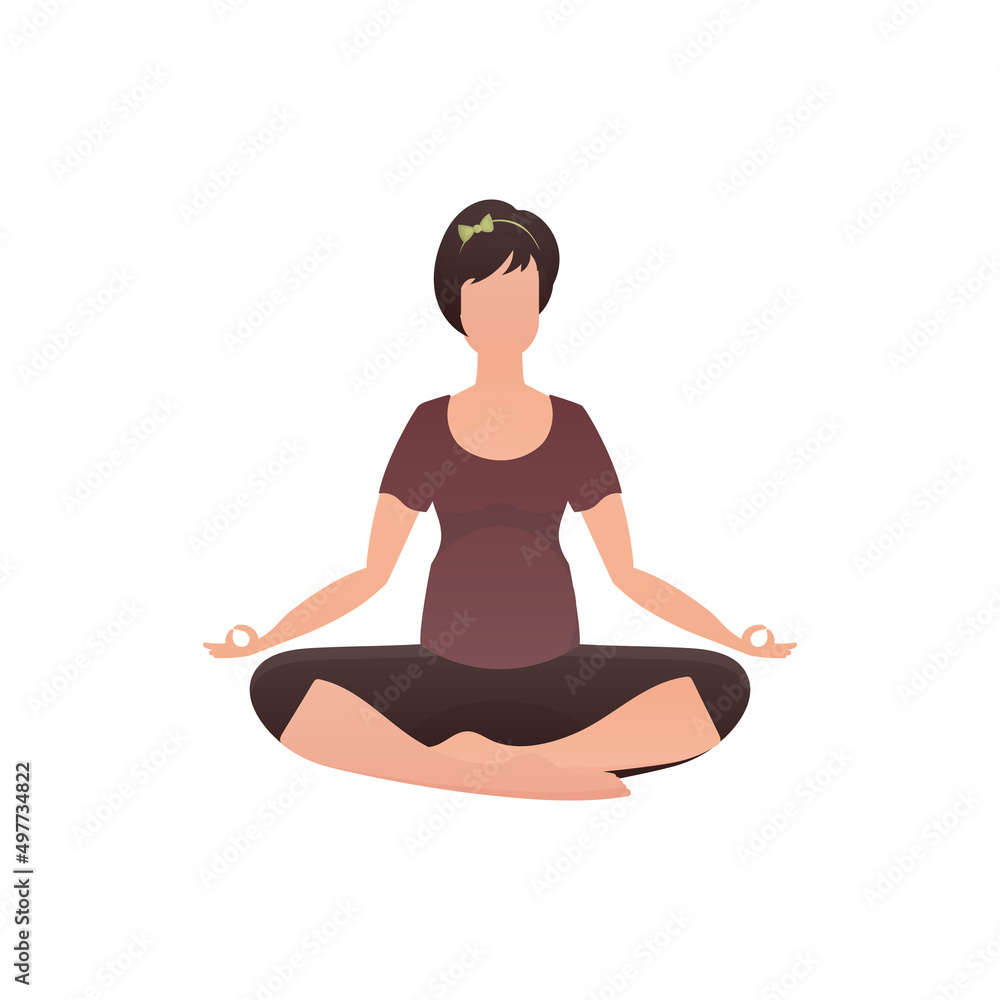 Woman Meditates. Isolated on white background. Vector. Woman Meditates. Isolated on white background. Vector.