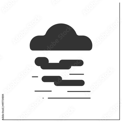 Fog glyph icon. Haze. Mist weather. Hazed sky with clouds. Weather forecast. Weather concept. Filled flat sign. Isolated silhouette vector illustration