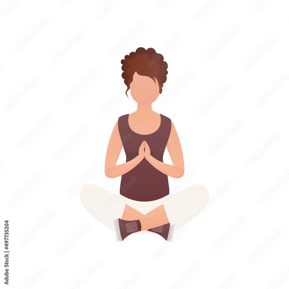 Woman doing yoga. Isolated on white background. Vector.