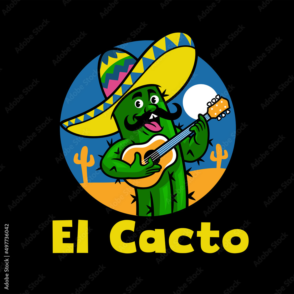 Funny Cartoon Cactus Mascot logo Funny Cartoon Cactus Mascot logo