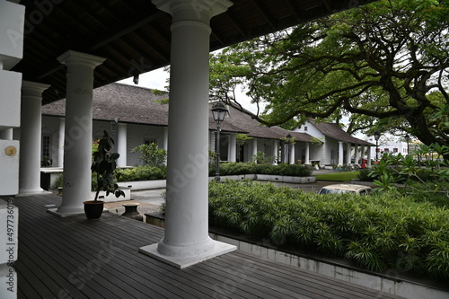 Kuching, Sarawak Malaysia - April 8, 2022: The Old Court House, India Street and Carpenter Street