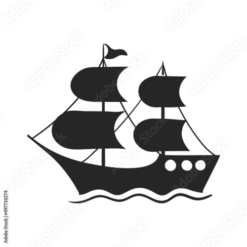 Hand drawn icon Pirate ship icon vector illustration