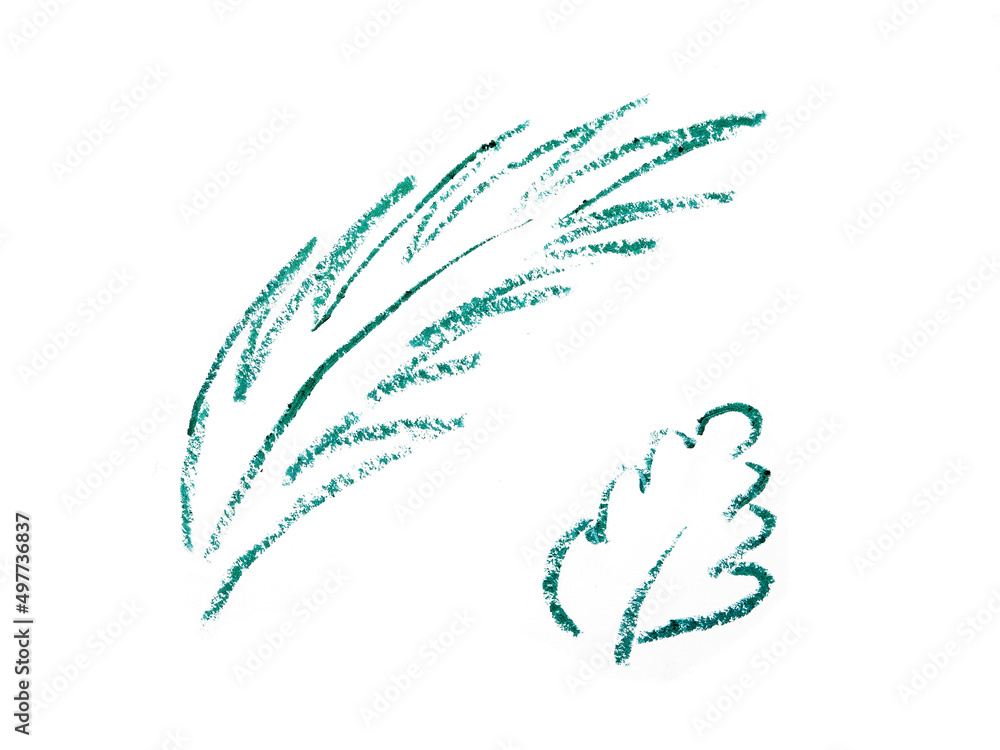 Green eyeliner pencil traces on white background Green eyeliner pencil traces on white background