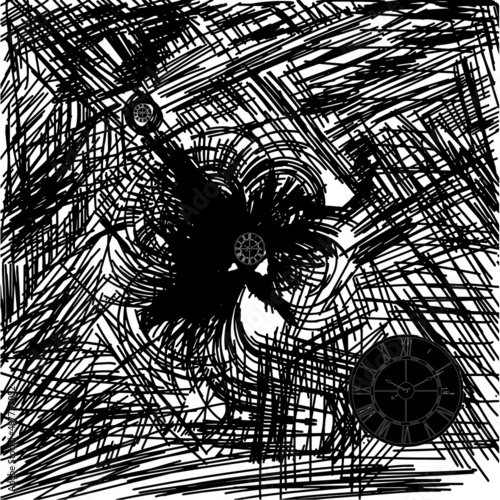 Clock, time. Abstract background. Avant-garde art. Modern. Contemporary trendy vector illustration
