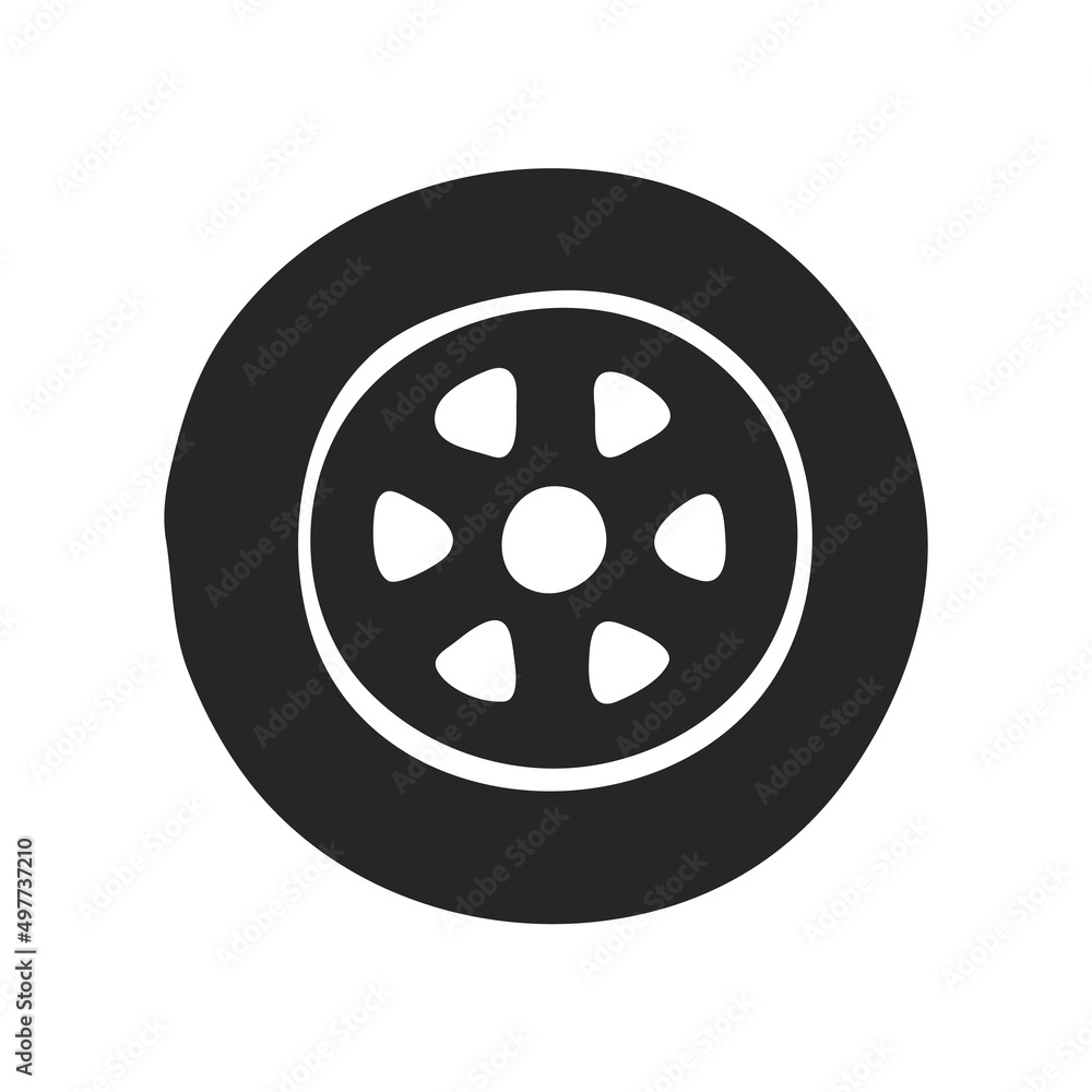 Hand drawn icon Car tyre