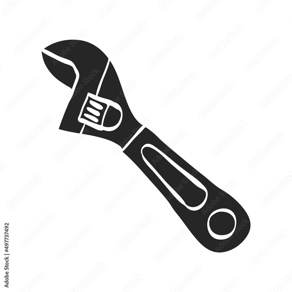 Hand drawn icon adjustable wrench Hand drawn icon adjustable wrench