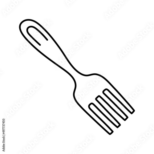 Fork. Kitchenware sketch. Doodle line vector kitchen utensil and tool. Cutlery