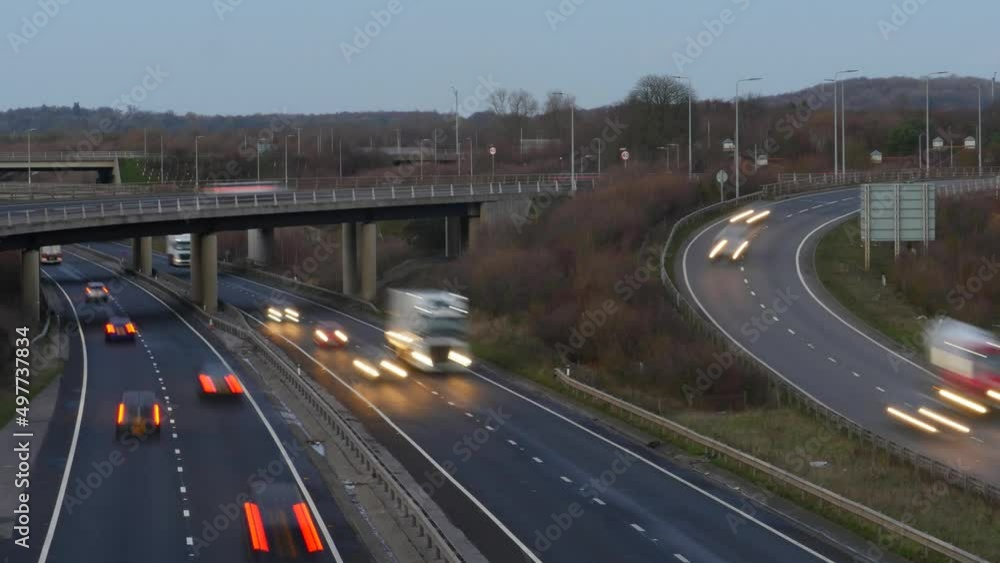 Time lapse evening traffic at a highway junction Time lapse evening traffic at a highway junction