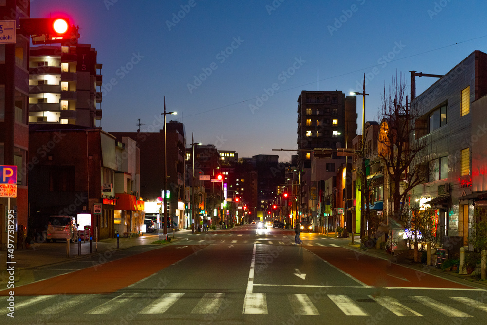 福岡県北九州市戸畑区戸畑駅付近の街夜景