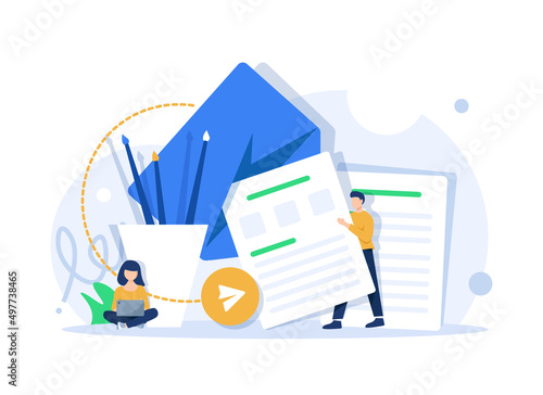 Email and messaging,Email marketing campaign,Working process, New email message,flat design icon vector illustration