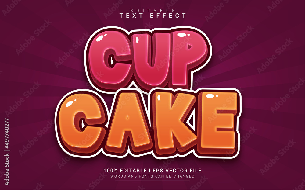cup cake cartoon 3d style text effect