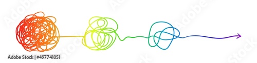 Complex line. Complicated way. Messy ball concept. Loading idea vector process.