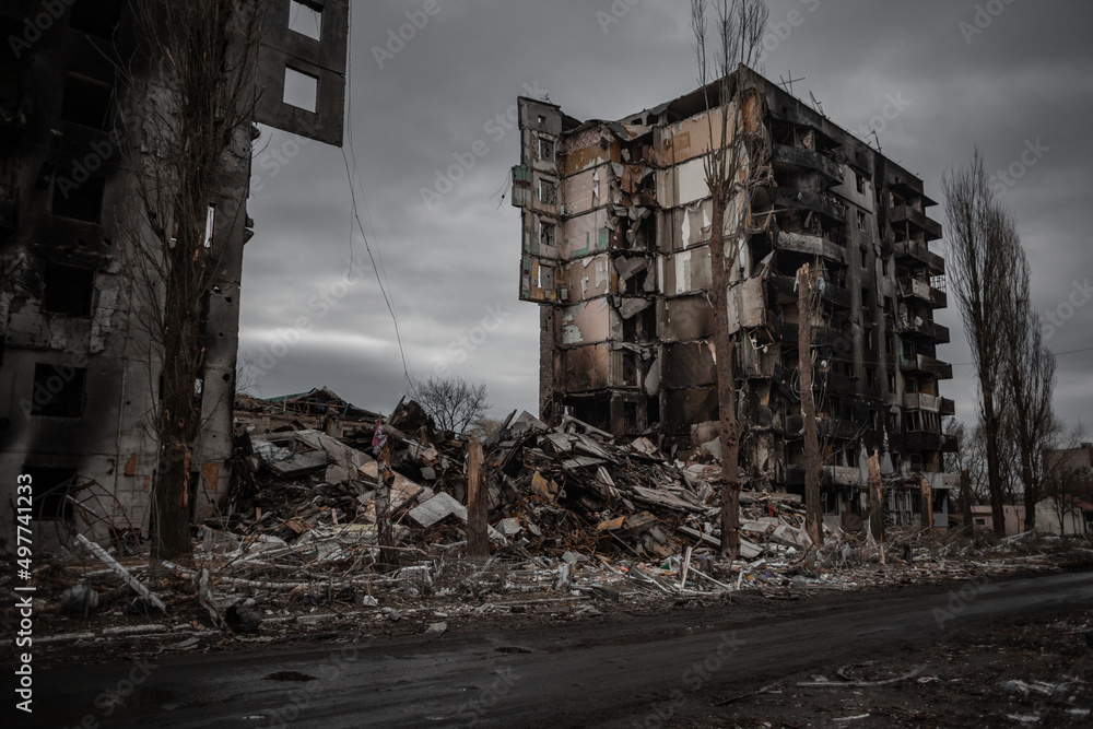 Fototapeta premium Destroyed house in Borodianka