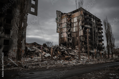 Obraz na płótnie Destroyed house in Borodianka