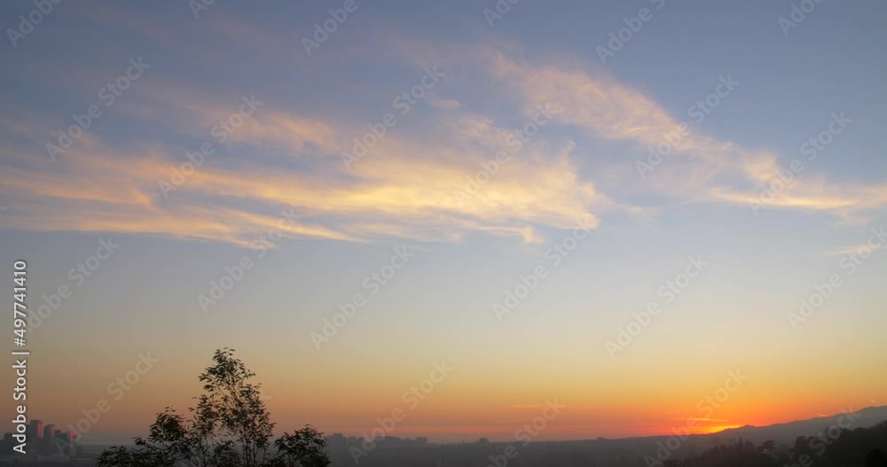 Peaceful Scenery Of Sunset Over Los Angeles City In California, USA. Tilt-down Shot Peaceful Scenery Of Sunset Over Los Angeles City In California, USA. Tilt-down Shot
