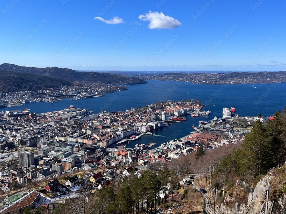 Bergen Panorama from Mount Fløyen Bergen Norway