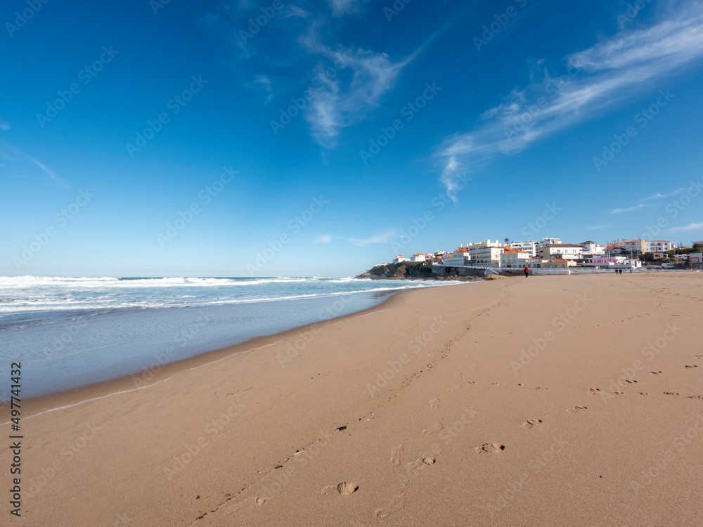 Praia das Maçãs sand beach of the Sintra coastline of the Atlantic ocean, Portugal