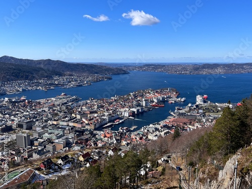 Bergen Panorama from Mount Fl  yen Bergen Norway