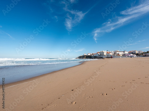 Praia das Ma    s sand beach of the Sintra coastline of the Atlantic ocean  Portugal