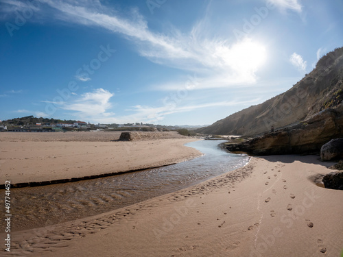 Praia das Ma    s sand beach of the Sintra coastline of the Atlantic ocean  Portugal