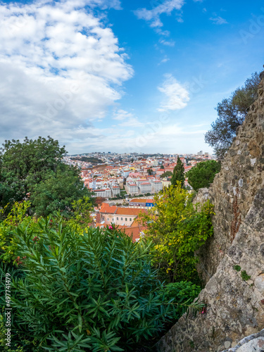 Walls of the Saint George Castle a historic castle in the Portuguese capital of Lisbon, Portugal, Europe photo