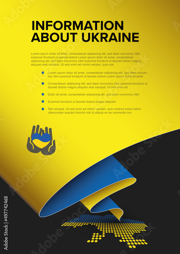 Ukraine information dark a4 vertical flyer poster template