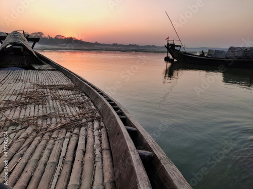 Boat and sunset photo