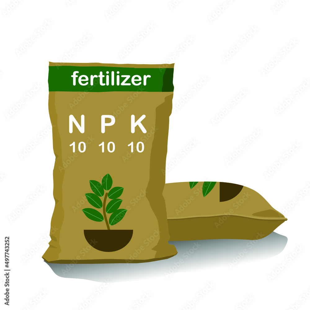 Poster Print Vector illustration fertilizer bag isolated on white background 40x40 cm