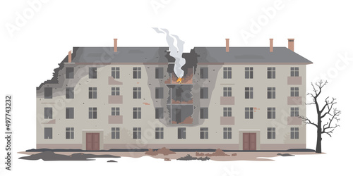 Destroyed apartment building after missile airstrike