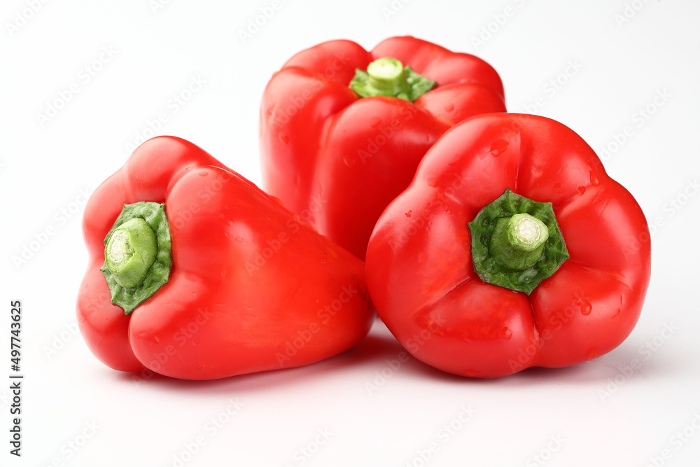 red colour pepper or bell pepper or Capsicum white background red colour pepper or bell pepper or Capsicum white background