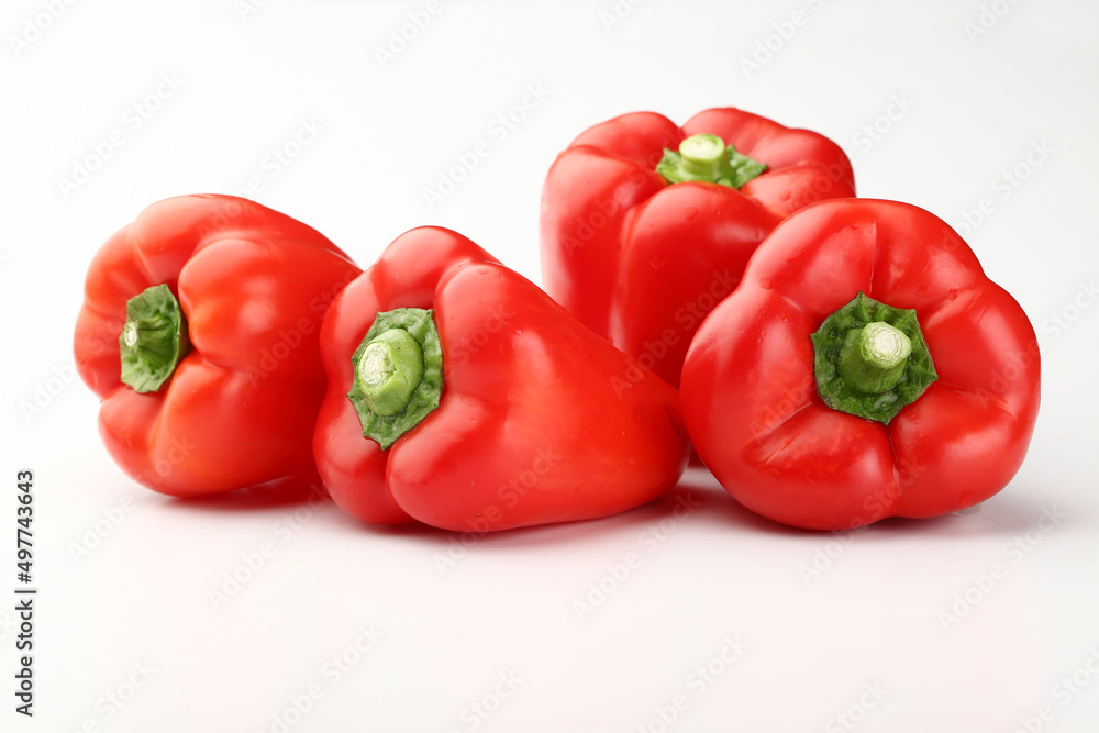 red colour pepper or bell pepper or Capsicum white background red colour pepper or bell pepper or Capsicum white background