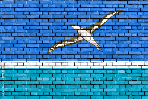 flag of Midway Atoll painted on brick wall photo